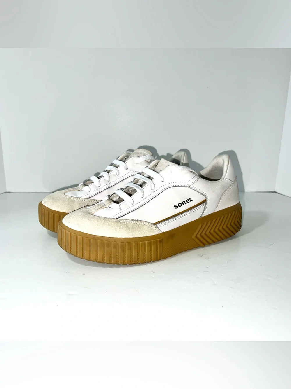Sorel Ona Ave T-Toe Leather Sneaker White Sz 8.5